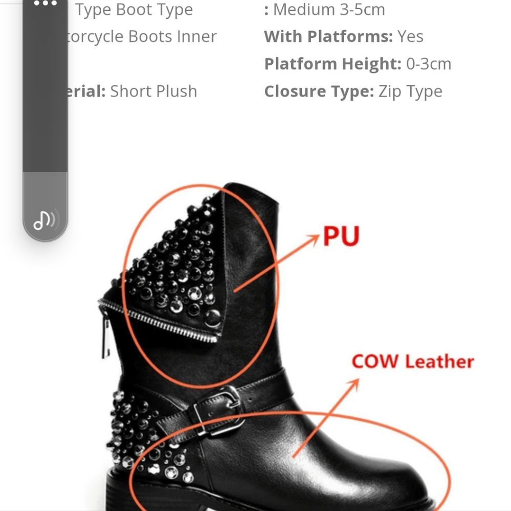 SOLD MERCARI-Punk Rivet Rhinestone Mid Calf Leather Boots - Picture 8 of 10